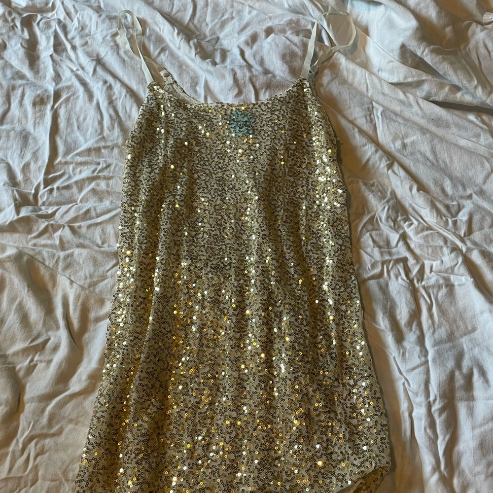 Gold Sequin Sleeveless Dress